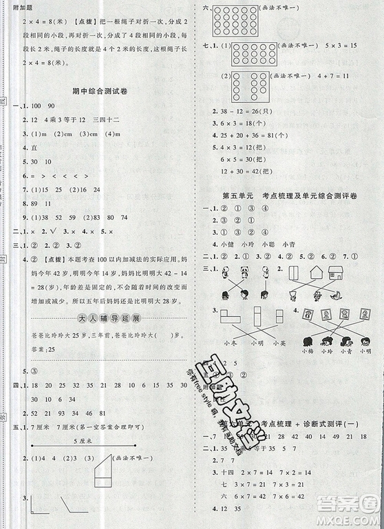 江西人民出版社2019年王朝霞考點(diǎn)梳理時(shí)習(xí)卷二年級(jí)數(shù)學(xué)上冊(cè)人教版答案