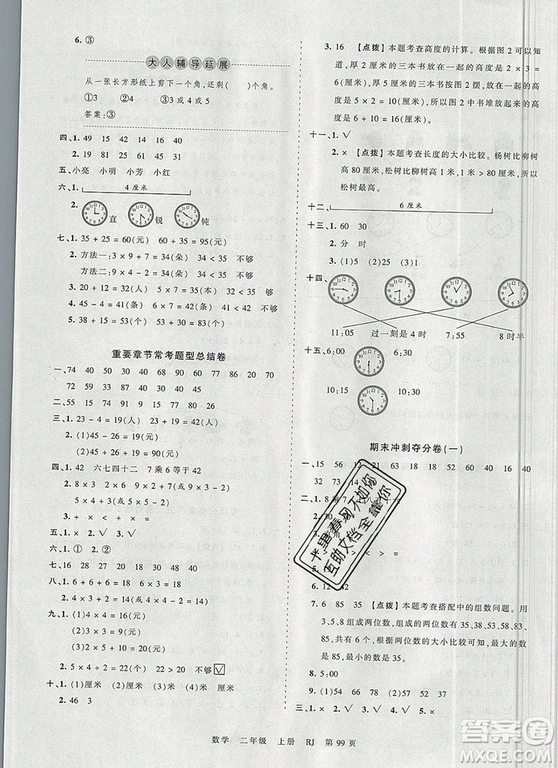 江西人民出版社2019年王朝霞考點(diǎn)梳理時(shí)習(xí)卷二年級(jí)數(shù)學(xué)上冊(cè)人教版答案