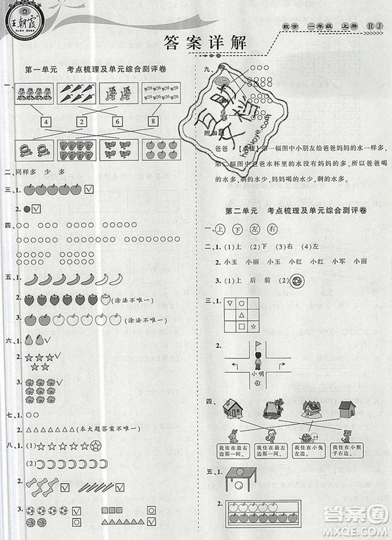 江西人民出版社2019年王朝霞考點(diǎn)梳理時(shí)習(xí)卷一年級(jí)數(shù)學(xué)上冊(cè)人教版答案