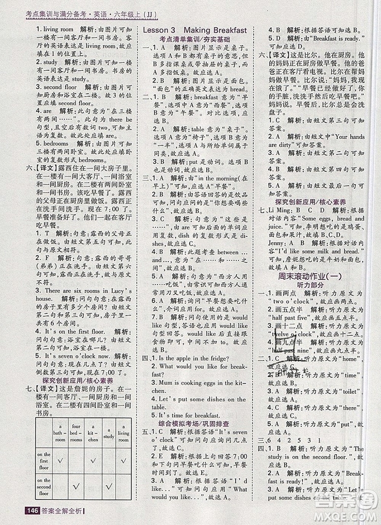 2019年考點(diǎn)集訓(xùn)與滿分備考六年級英語上冊冀教版答案