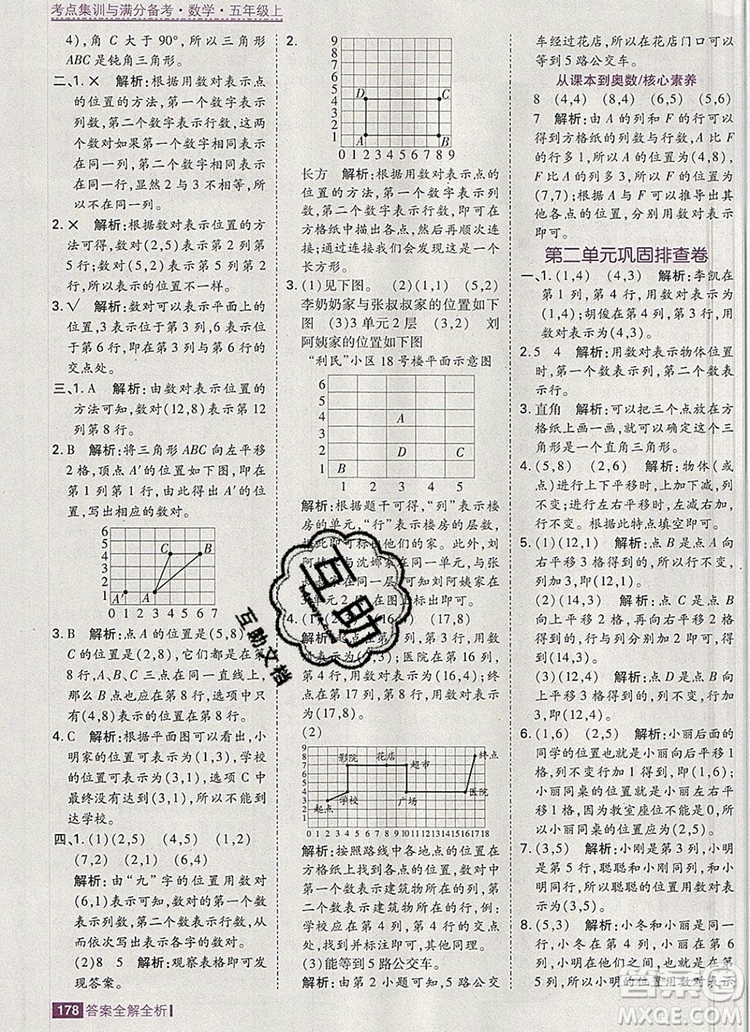 2019年考點集訓與滿分備考五年級數(shù)學上冊人教版答案