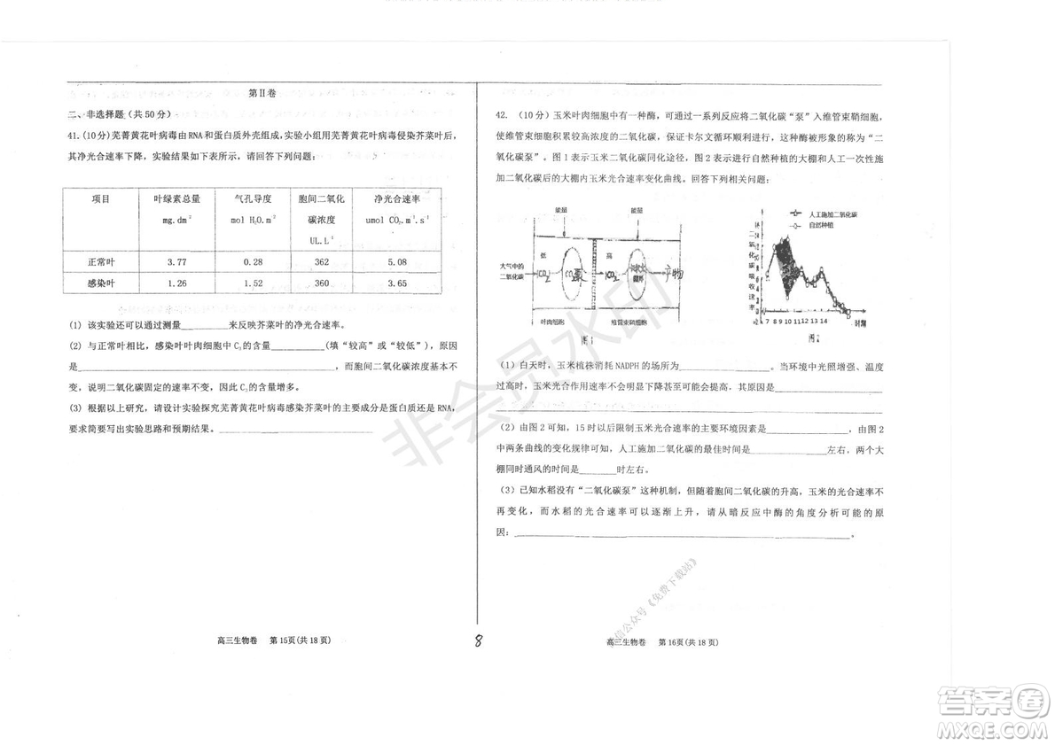 2020屆衡水中學(xué)高三年級上學(xué)期期中考試生物試題及答案