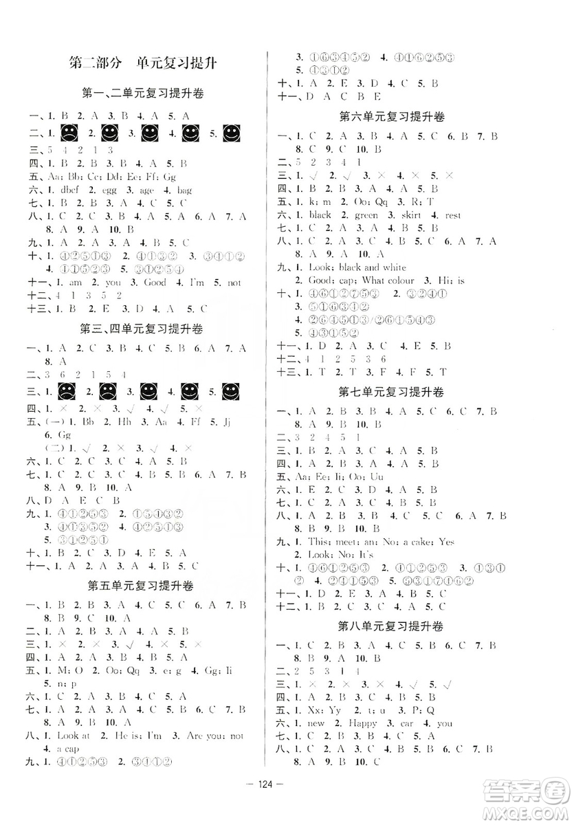 江蘇人民出版社2019江蘇好卷三年級英語上冊譯林版答案