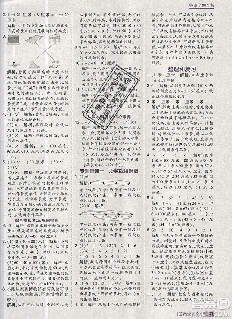 2019年考點集訓與滿分備考二年級數(shù)學上冊人教版答案