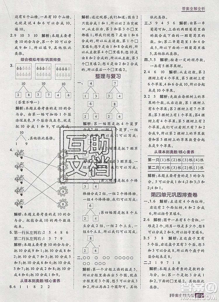 2019年考點集訓與滿分備考一年級數(shù)學上冊冀教版答案