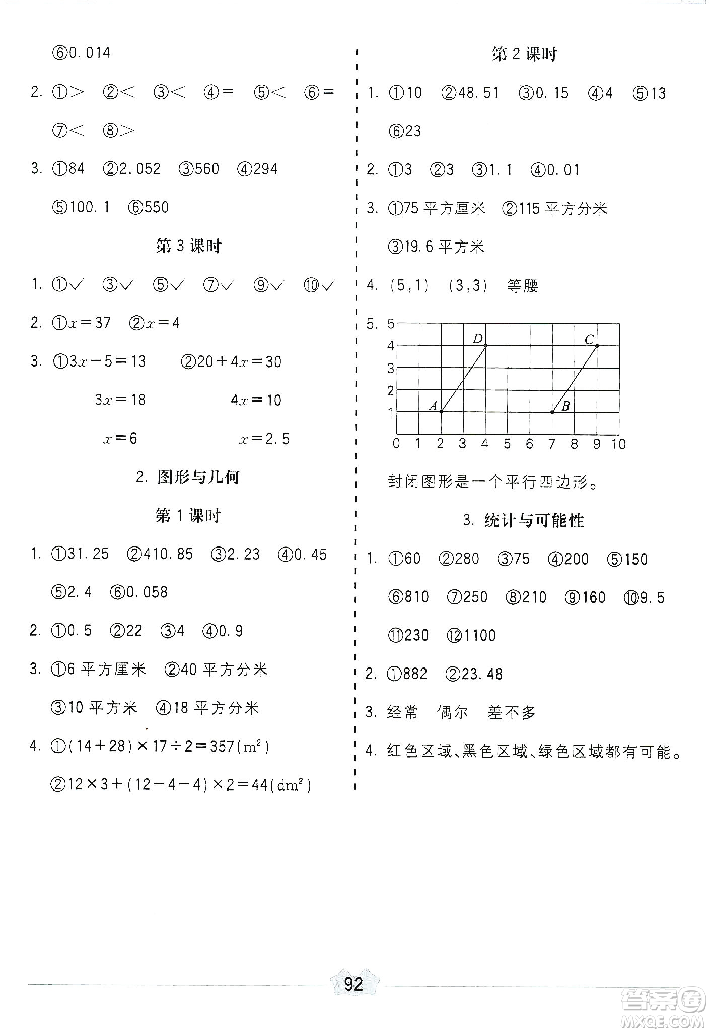 河北大學(xué)出版社2019五E口算題卡五年級上冊人教版答案