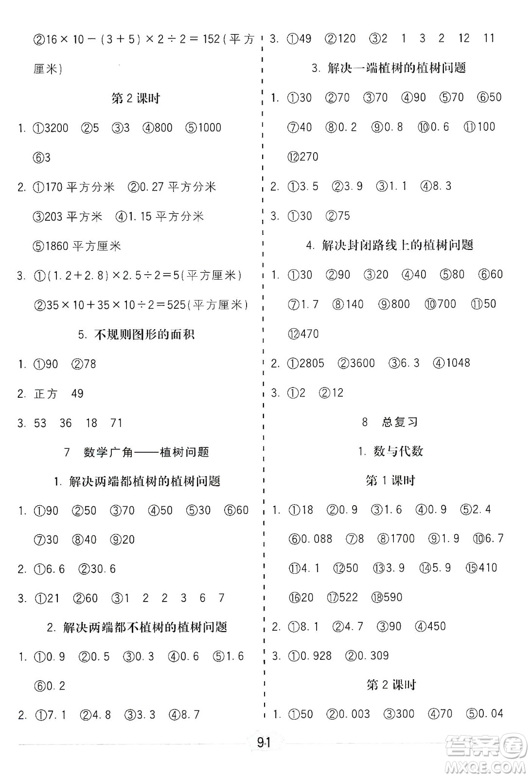 河北大學(xué)出版社2019五E口算題卡五年級上冊人教版答案