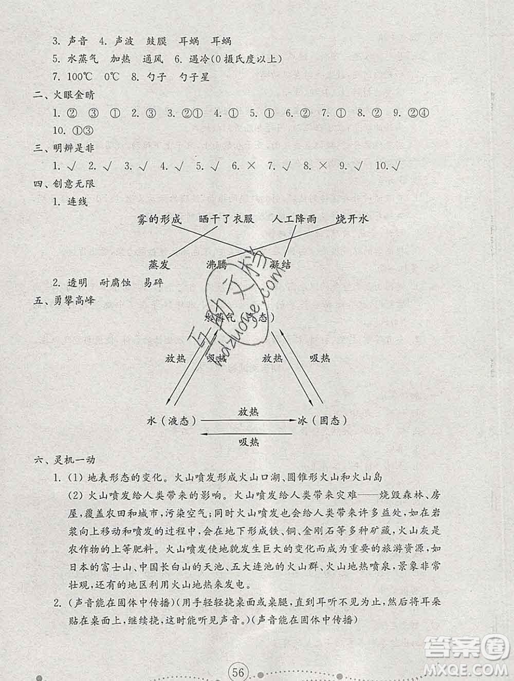 2019年金鑰匙小學(xué)科學(xué)試卷五年級上冊人教版答案