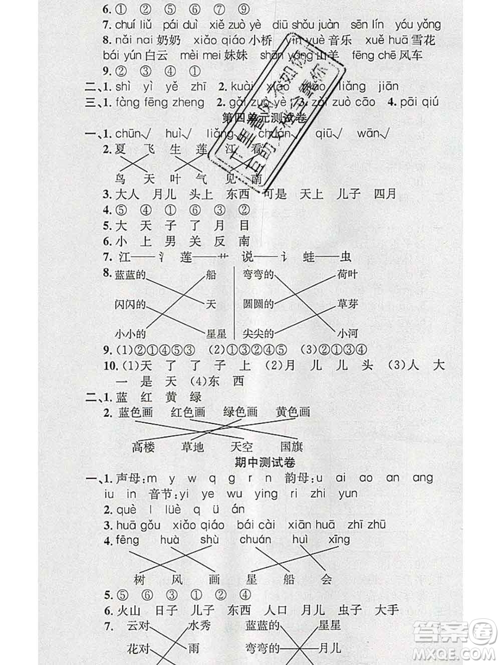 廣東經濟出版社2019秋名校課堂一年級語文上冊人教版答案