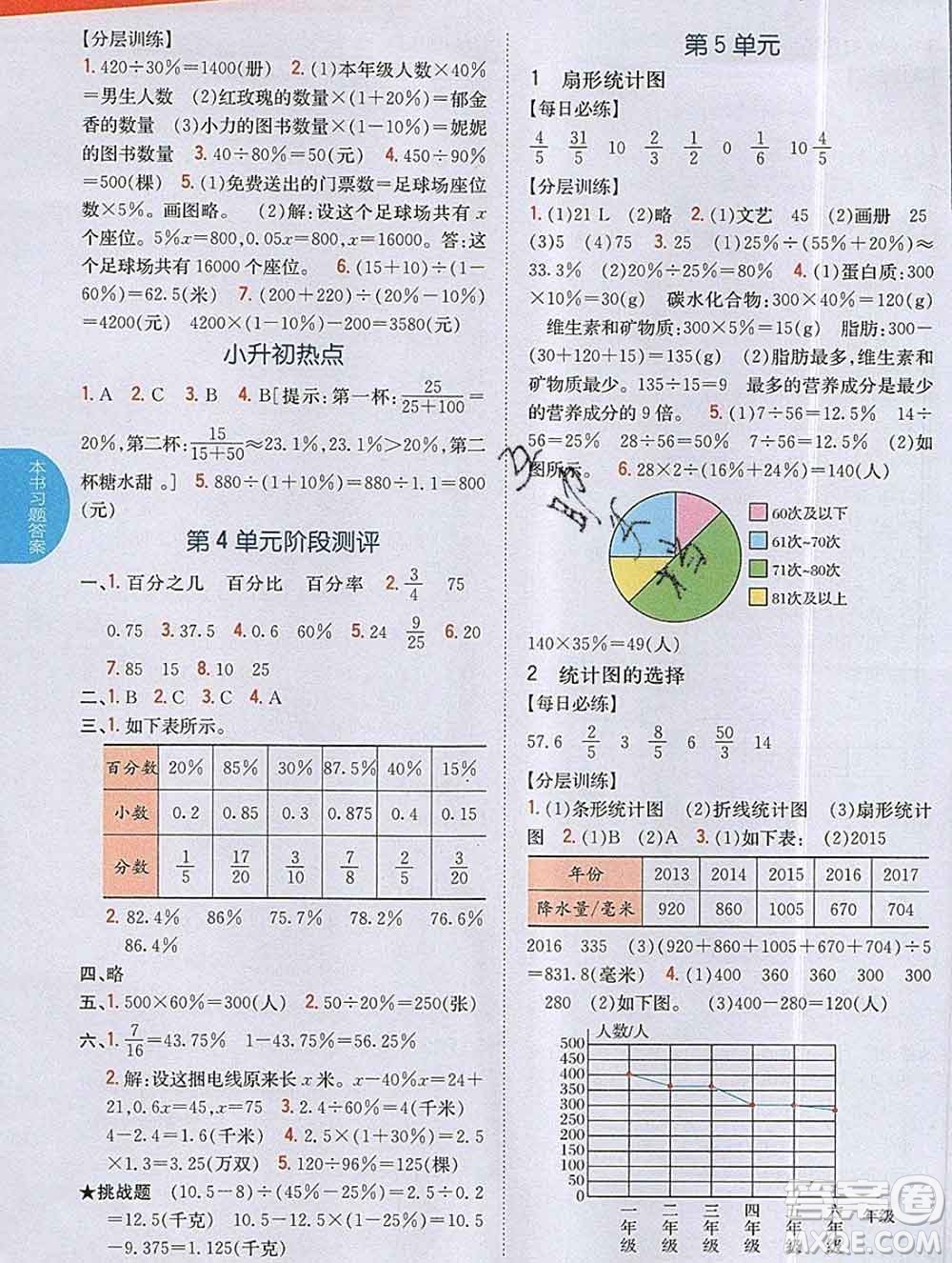 吉林人民出版社2019年小學教材全解讀六年級數(shù)學上冊北師版答案