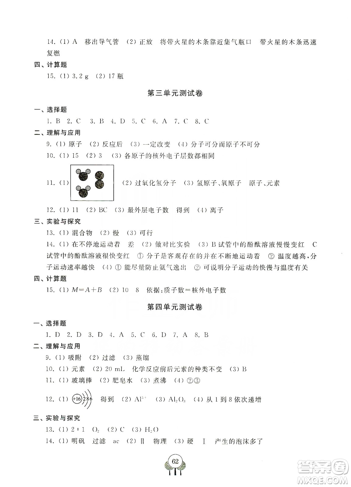 齊魯書(shū)社義務(wù)教育教科書(shū)2019初中單元測(cè)試卷九年級(jí)化學(xué)上冊(cè)人教版答案