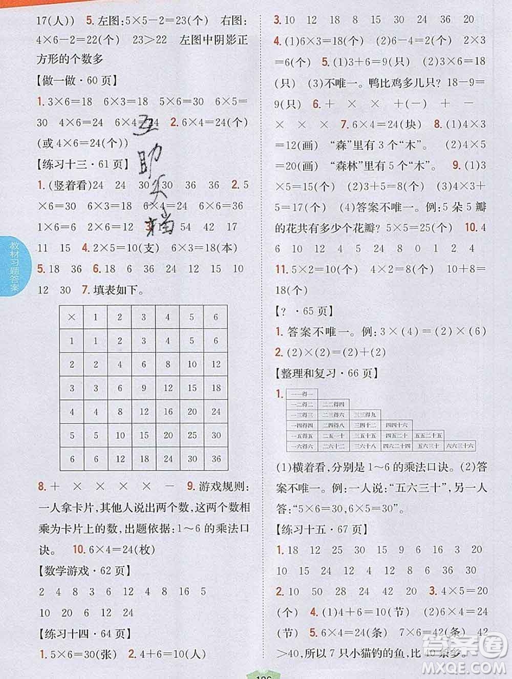 吉林人民出版社2019年小學(xué)教材全解讀二年級數(shù)學(xué)上冊人教版答案