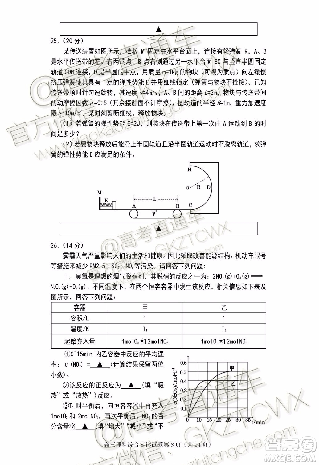 遂寧市高中2020屆零診考試?yán)砜凭C合試題及參考答案