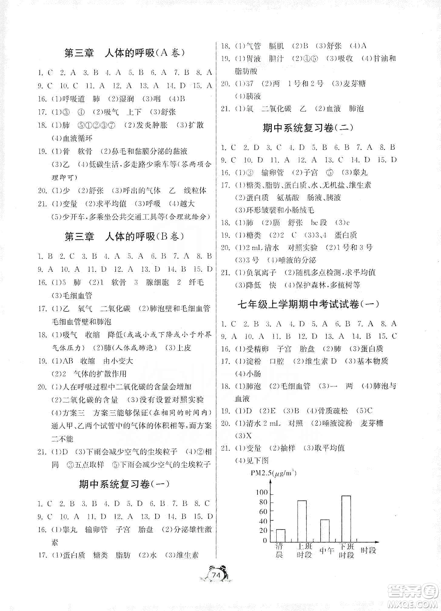 山東人民出版社2019初中單元測試卷七年級生物學(xué)上冊54學(xué)制魯科版答案