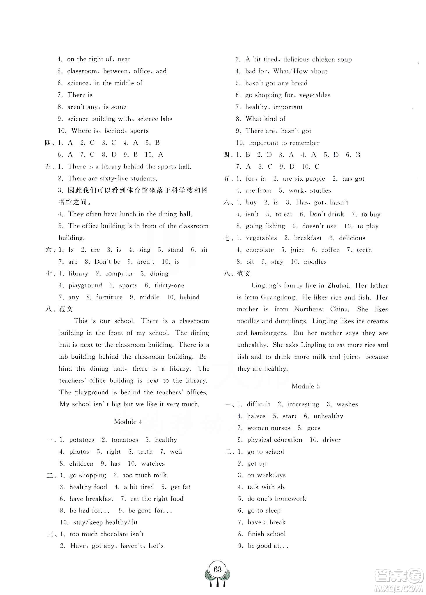 齊魯書社2019初中單元測(cè)試卷七年級(jí)英語(yǔ)上冊(cè)外研版答案