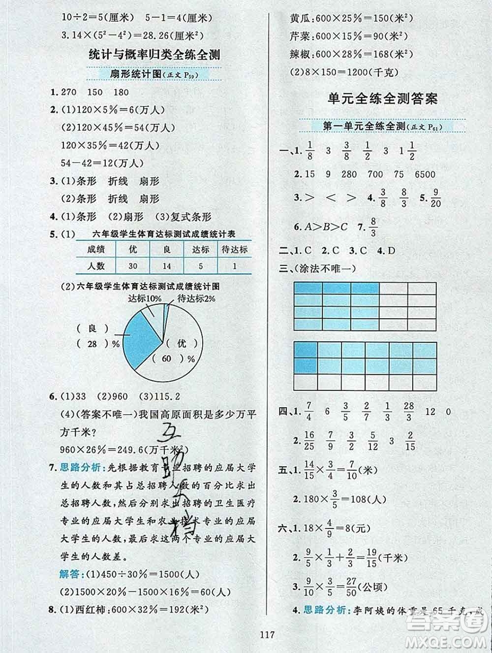 陜西人民教育出版社2019年小學(xué)教材全練六年級(jí)數(shù)學(xué)上冊(cè)北京版答案