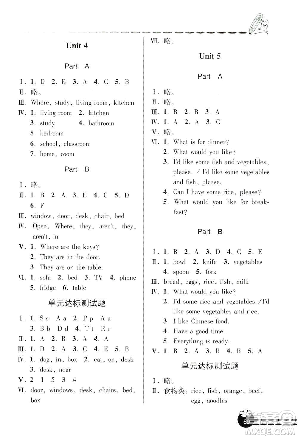 青島出版社2019金博士1課3練單元達標測試題四年級英語上冊人教版答案