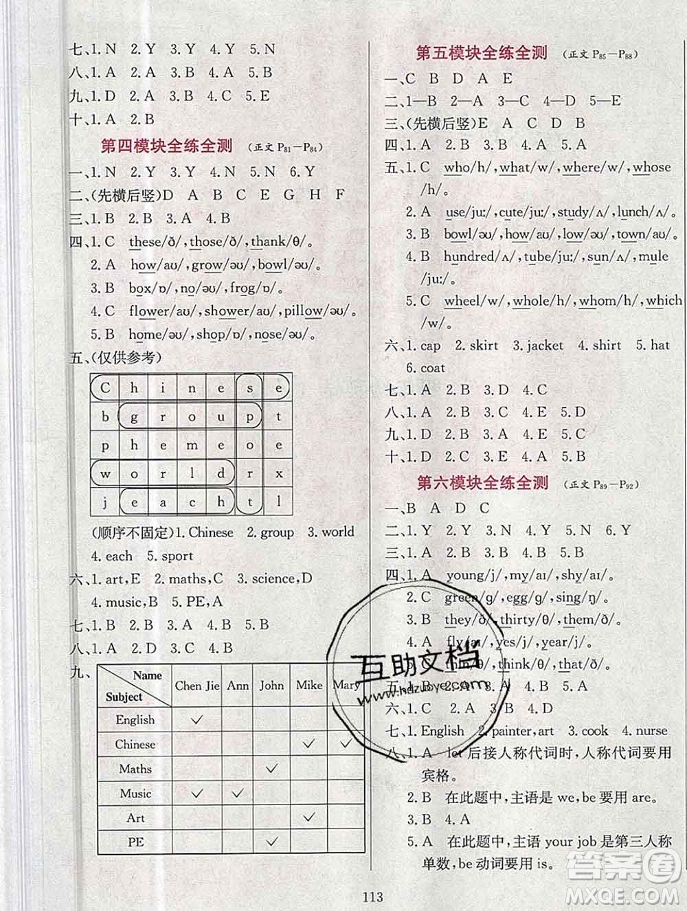 陜西人民教育出版社2019年小學(xué)教材全練四年級(jí)英語(yǔ)上冊(cè)教科版廣州專用答案