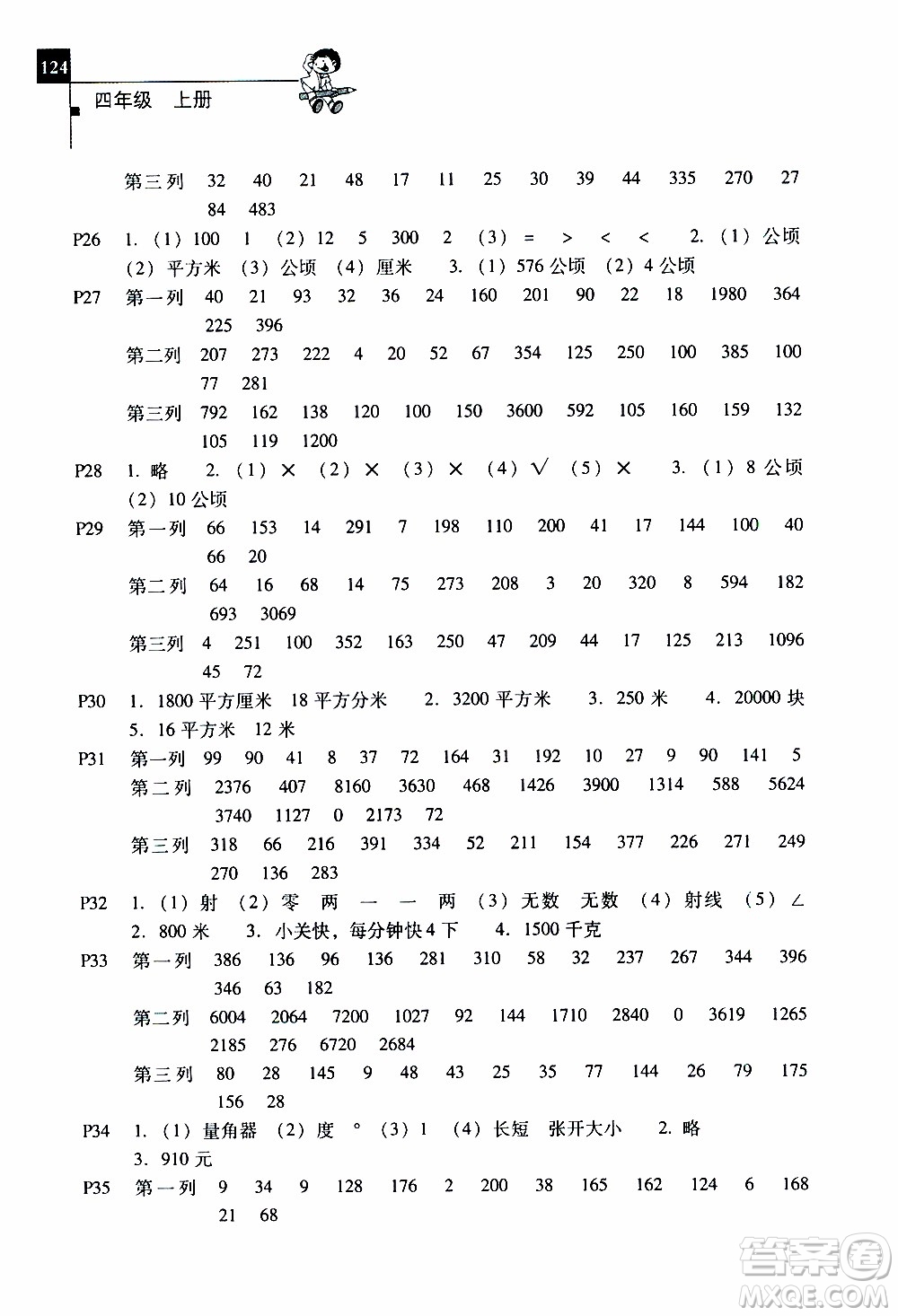 2019年一線名師口算應(yīng)用題天天練一本全四年級(jí)上冊(cè)參考答案