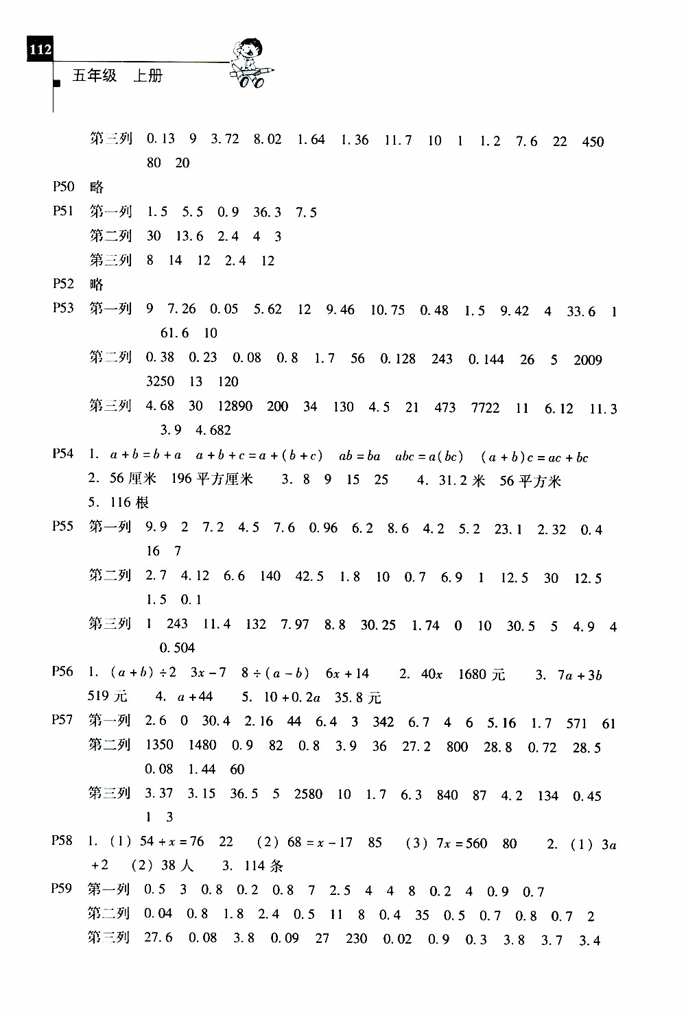 2019年一線名師口算應(yīng)用題天天練一本全五年級上冊參考答案