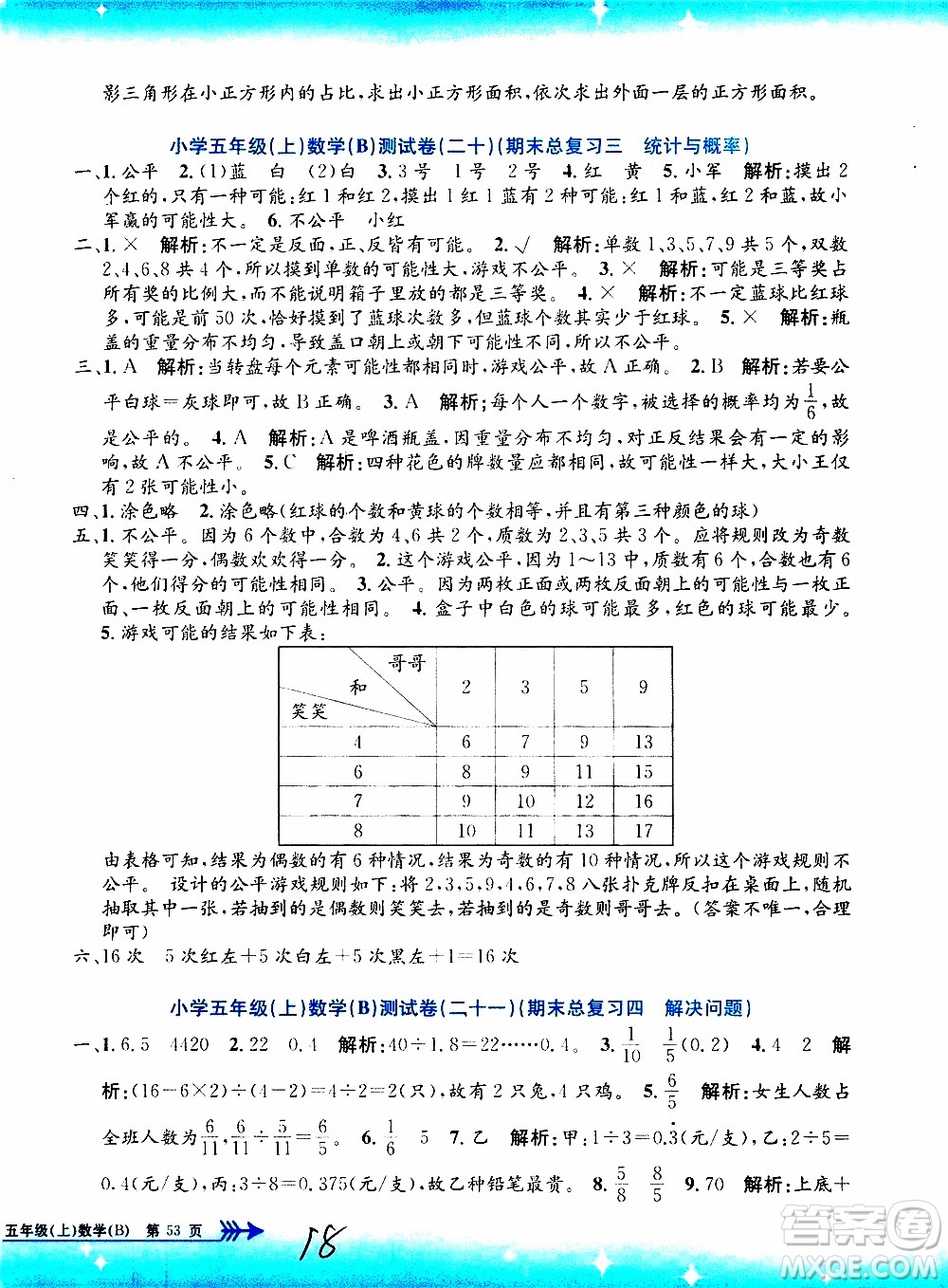 孟建平系列叢書(shū)2019年小學(xué)單元測(cè)試數(shù)學(xué)五年級(jí)上冊(cè)B北師大版參考答案