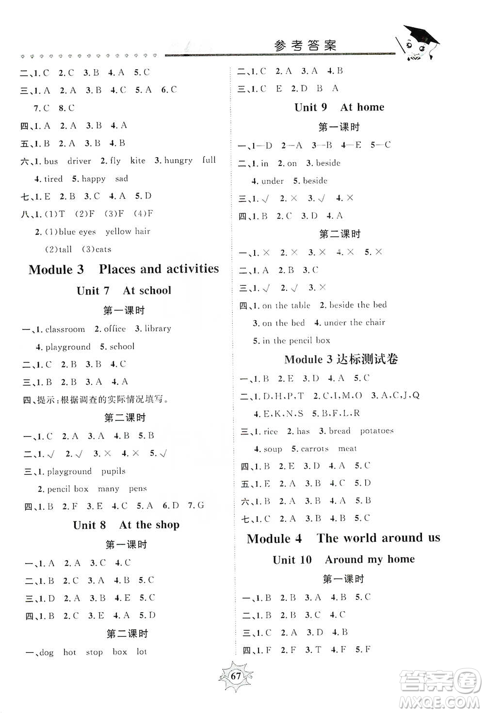 沈陽出版社2019智多星互動課堂四年級英語上冊SJNJ版答案