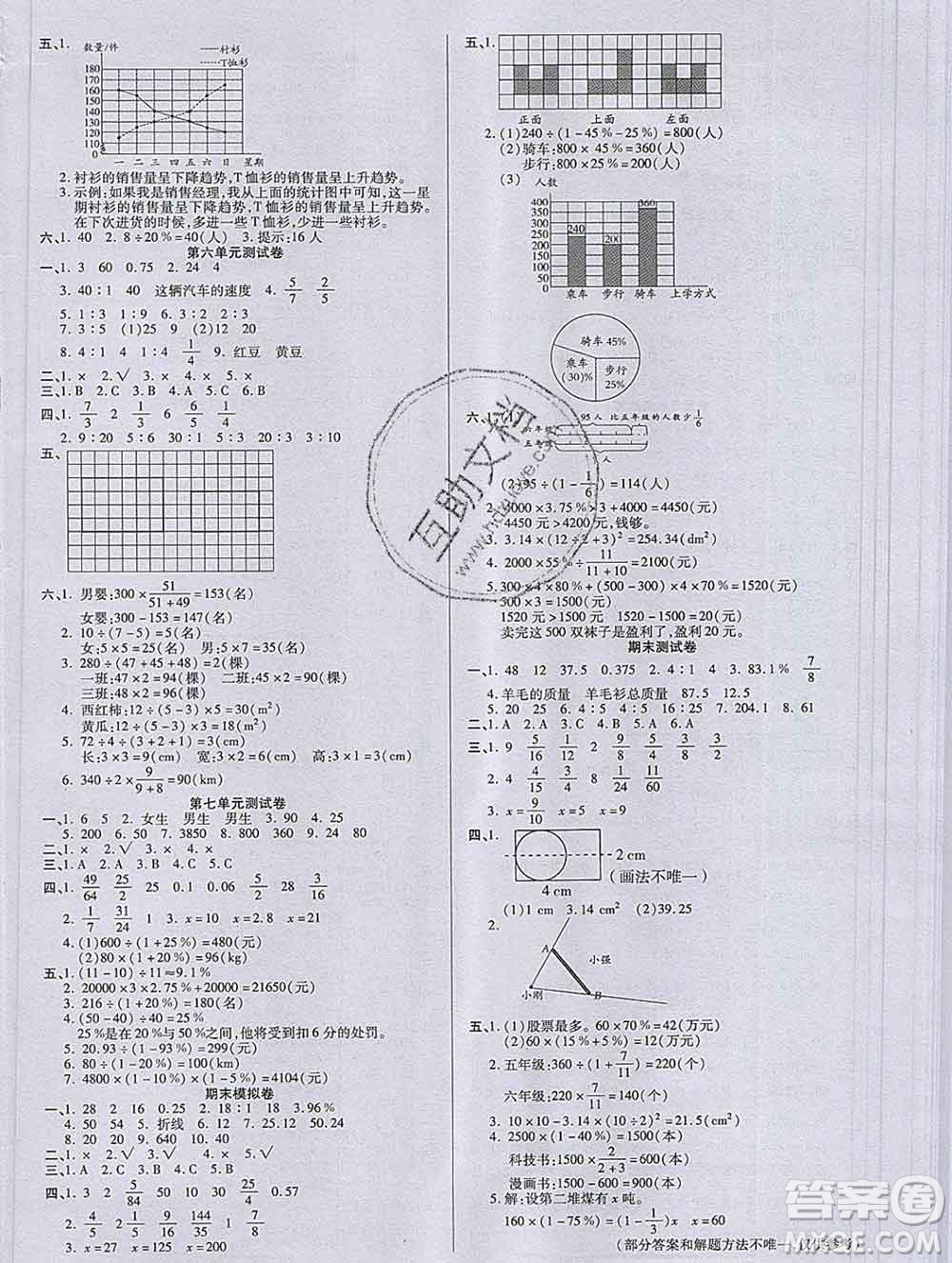 沈陽出版社2019秋優(yōu)秀三好生六年級數(shù)學上冊北師大版B版答案