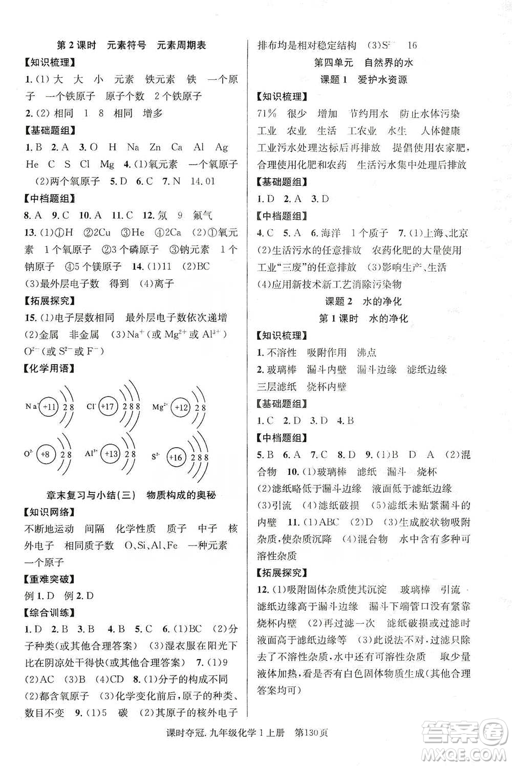 新世紀(jì)出版社2019課時(shí)奪冠九年級(jí)化學(xué)上冊(cè)人教版答案