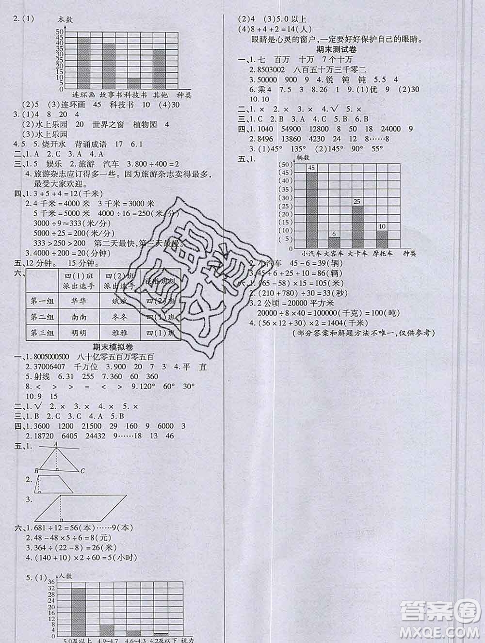 沈陽出版社2019秋優(yōu)秀三好生四年級(jí)數(shù)學(xué)上冊(cè)人教版A版答案