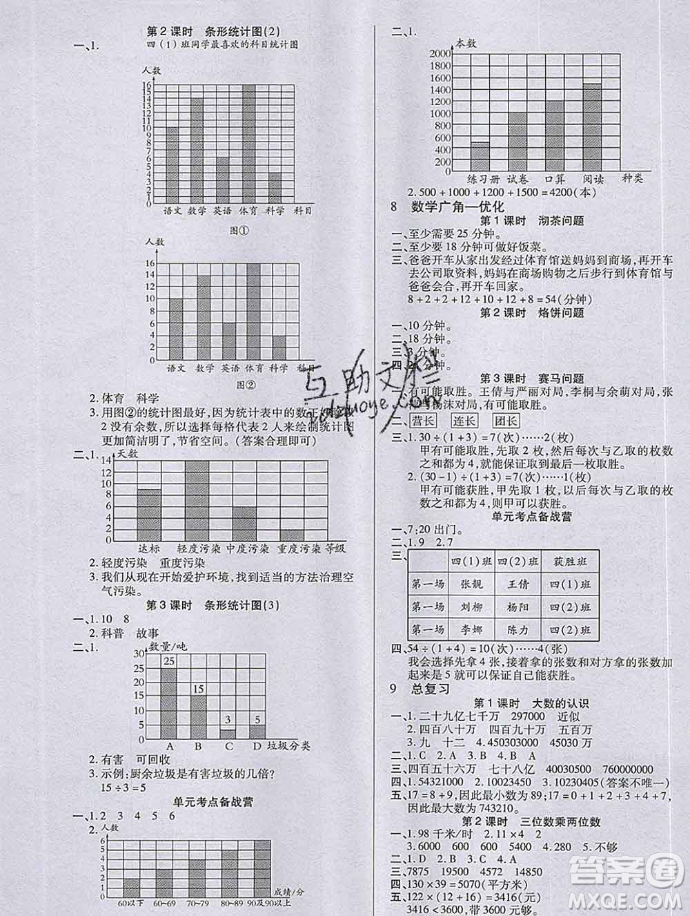 沈陽出版社2019秋優(yōu)秀三好生四年級(jí)數(shù)學(xué)上冊(cè)人教版A版答案