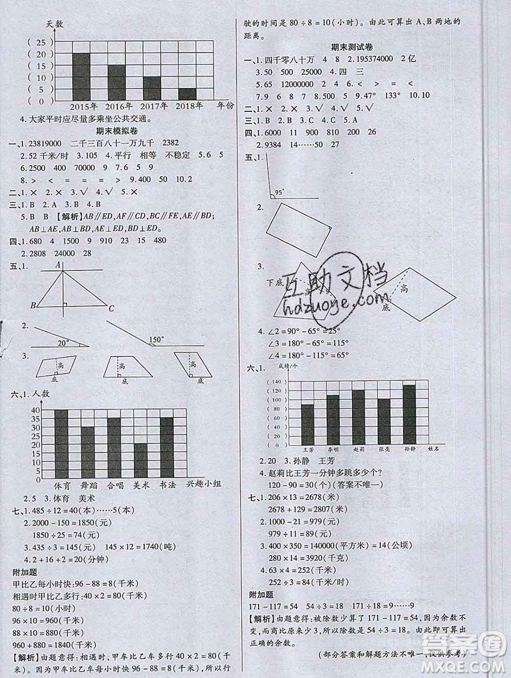 2019秋新版培優(yōu)紅領(lǐng)巾樂園人教版A版四年級(jí)數(shù)學(xué)上冊(cè)答案