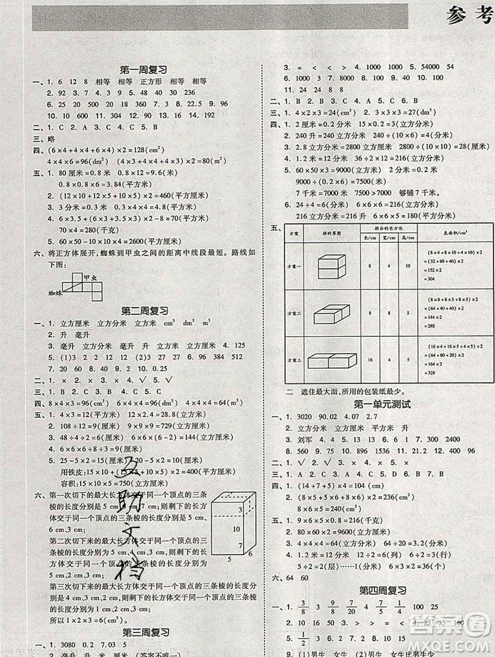 全品小復(fù)習(xí)小學(xué)數(shù)學(xué)六年級上冊蘇教版2019秋新版答案