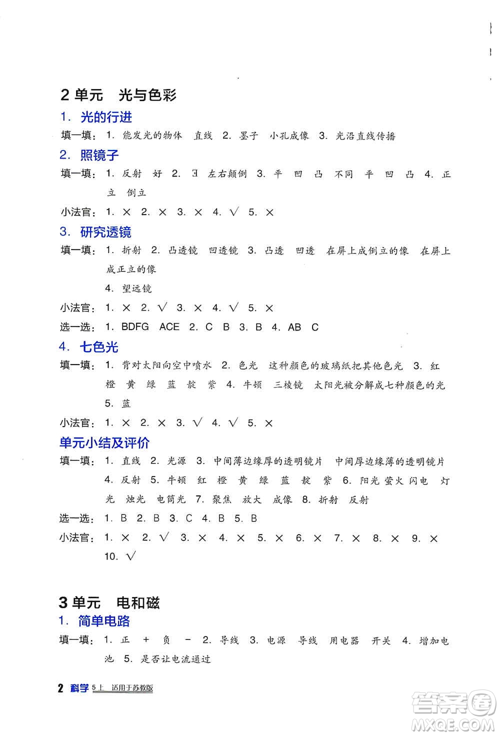 四川教育出版社2019新課標(biāo)小學(xué)生學(xué)習(xí)實踐園地五年級科學(xué)上冊蘇科版答案