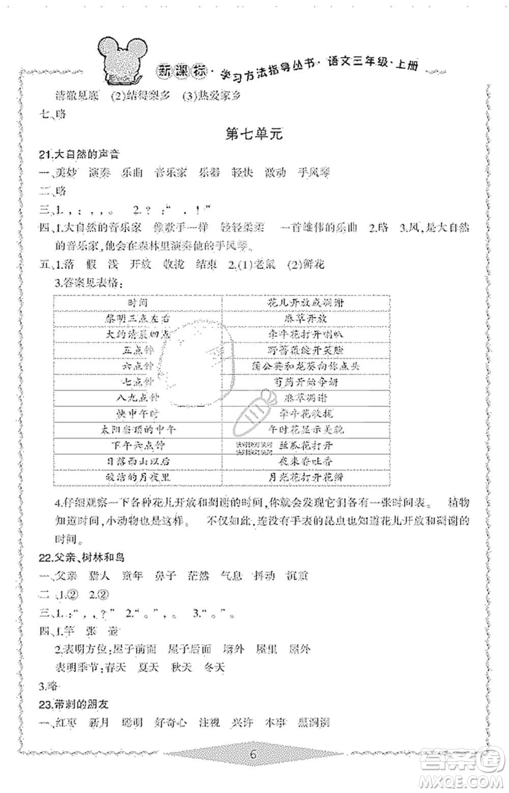 寧波出版社2019新課標(biāo)學(xué)習(xí)方法指導(dǎo)叢書(shū)三年級(jí)語(yǔ)文上冊(cè)人教版答案