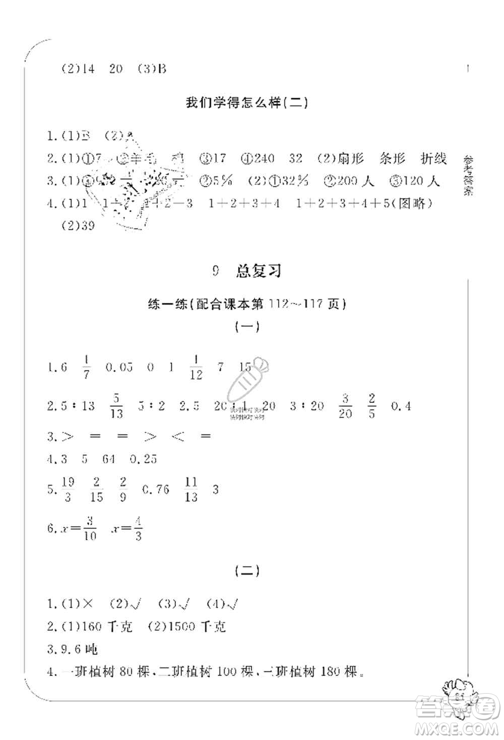 寧波出版社2019新課標(biāo)學(xué)習(xí)方法指導(dǎo)叢書六年級(jí)數(shù)學(xué)上冊(cè)人教版答案