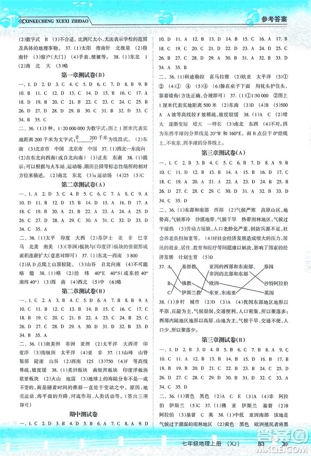 南方出版社2019新課程學習指導七年級地理上冊湘教版答案