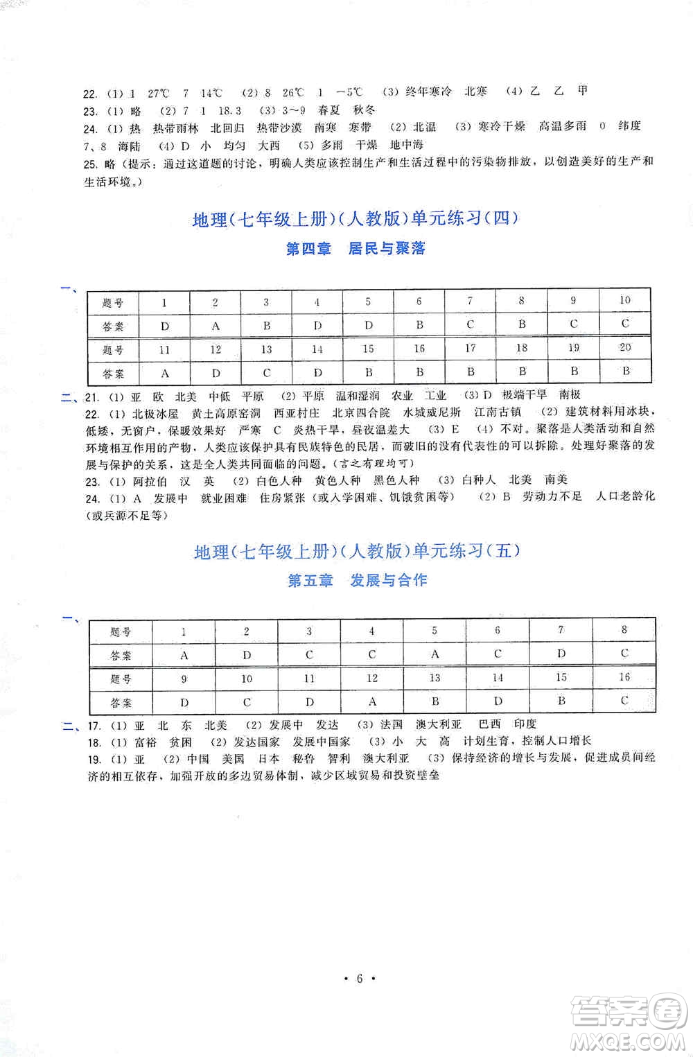 福建人民出版社2019頂尖課課練七年級(jí)地理上冊(cè)人教版答案