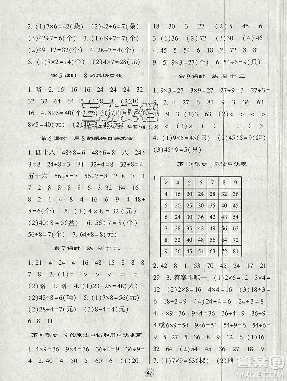 河海大學出版社2019新版經(jīng)綸學典棒棒堂二年級數(shù)學上冊江蘇版答案