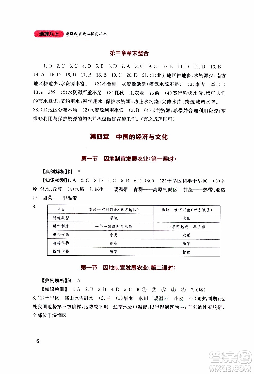 2019年新課程實踐與探究叢書地理八年級上冊星球版參考答案