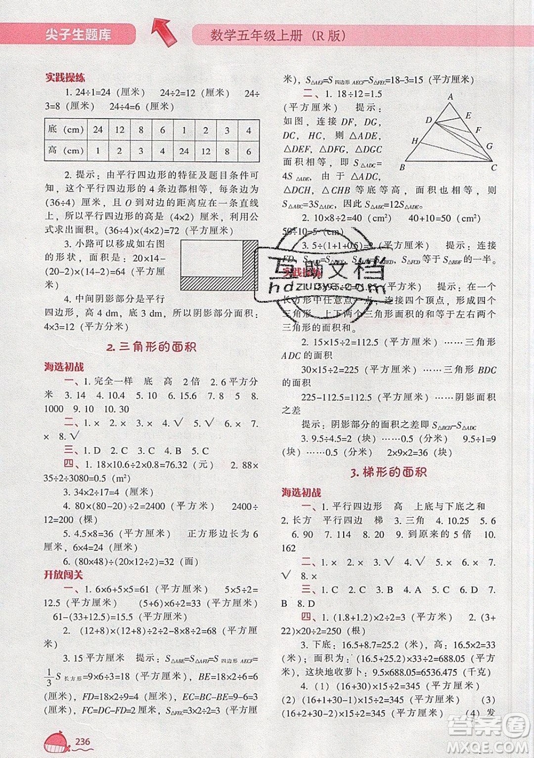 2019年尖子生題庫數(shù)學(xué)五年級上冊R版人教版參考答案