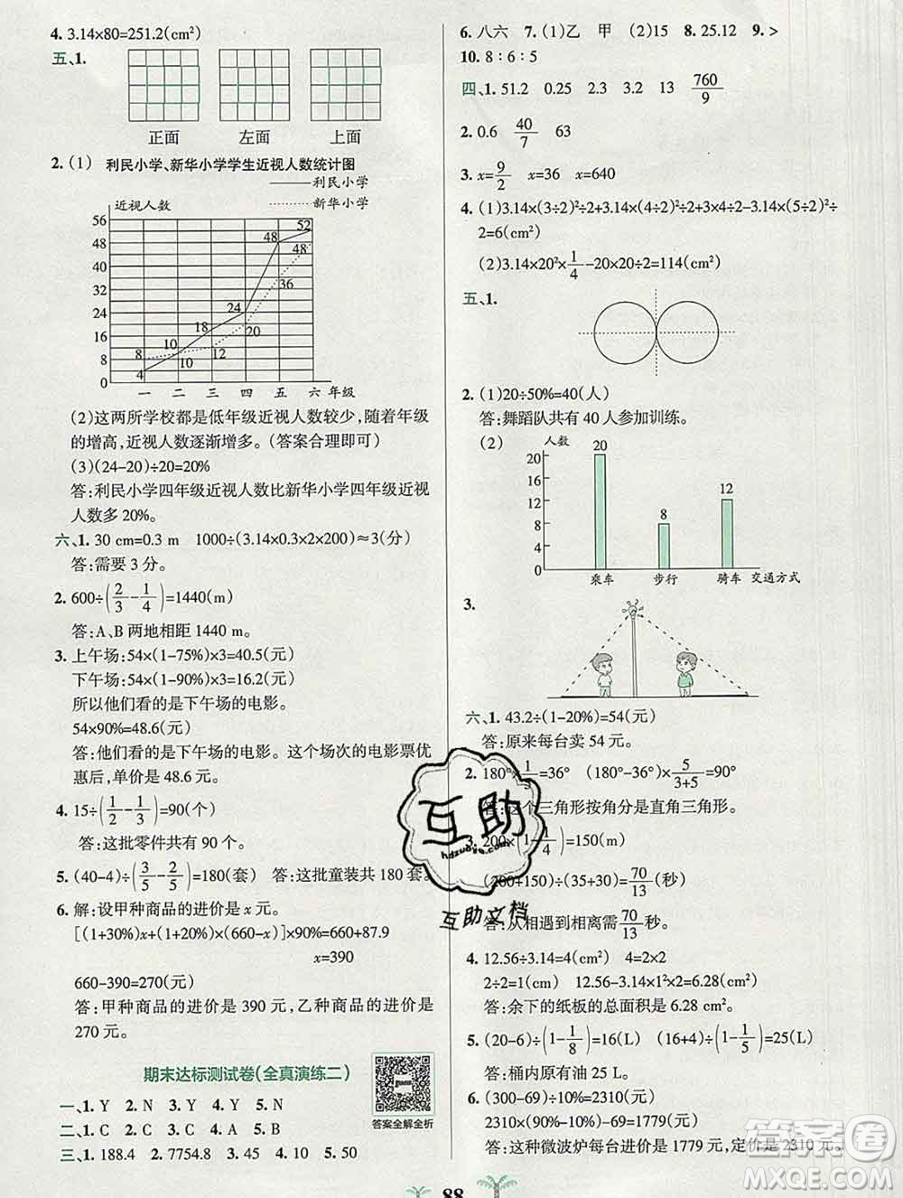 陜西師范大學出版社2019年小學學霸沖A卷六年級數(shù)學上冊北師版答案