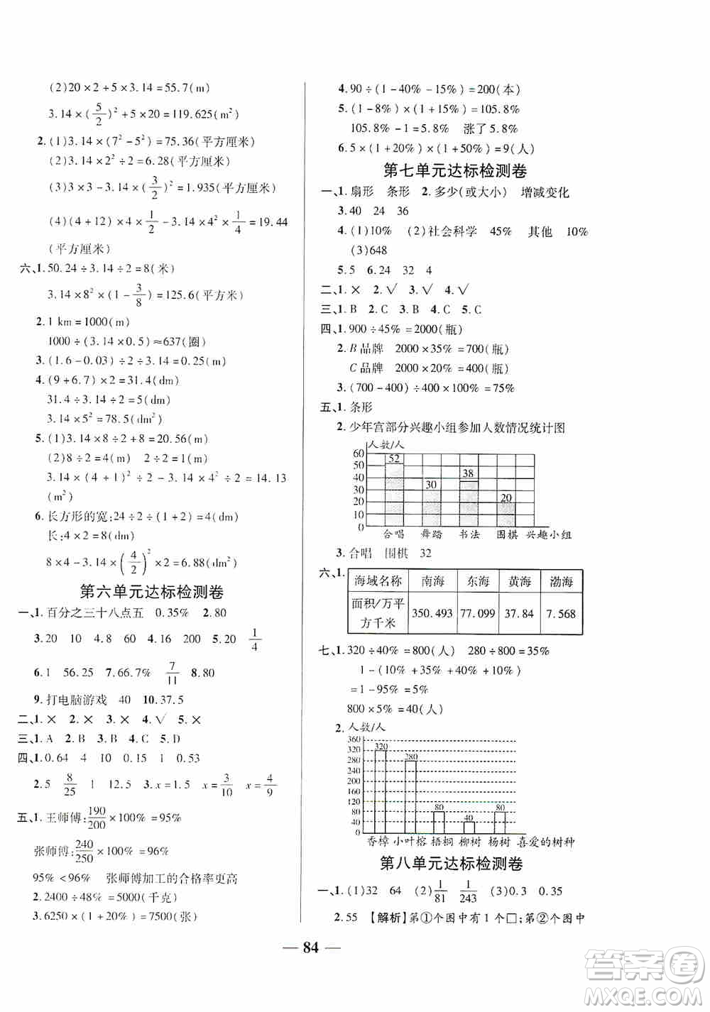 天津人民出版社2019云南本土名校金卷六年級(jí)數(shù)學(xué)上冊(cè)答案