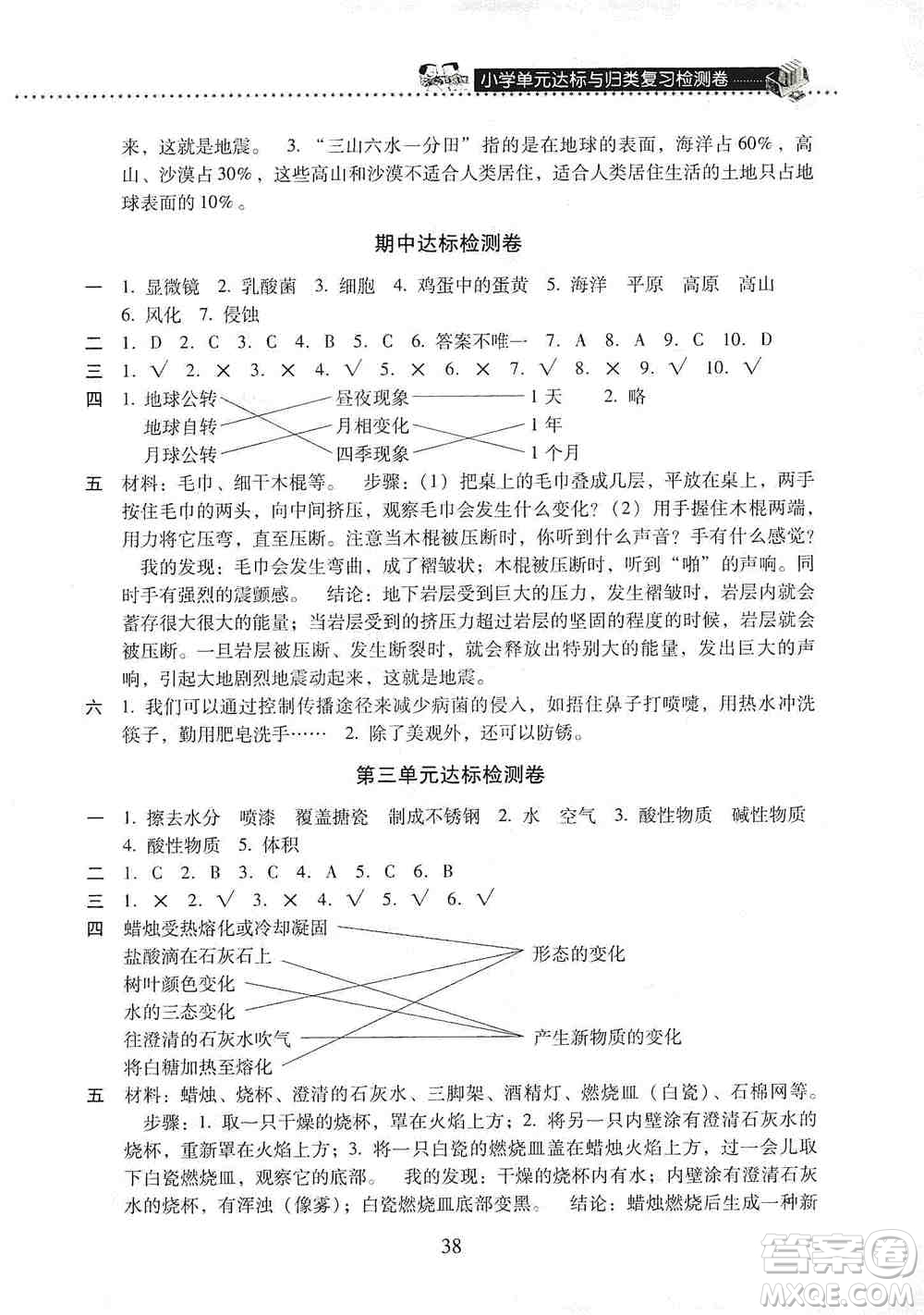 晨光出版社2019晨光全優(yōu)小學(xué)單元達(dá)標(biāo)與歸類復(fù)習(xí)檢測(cè)卷六年級(jí)科學(xué)上冊(cè)蘇科版答案