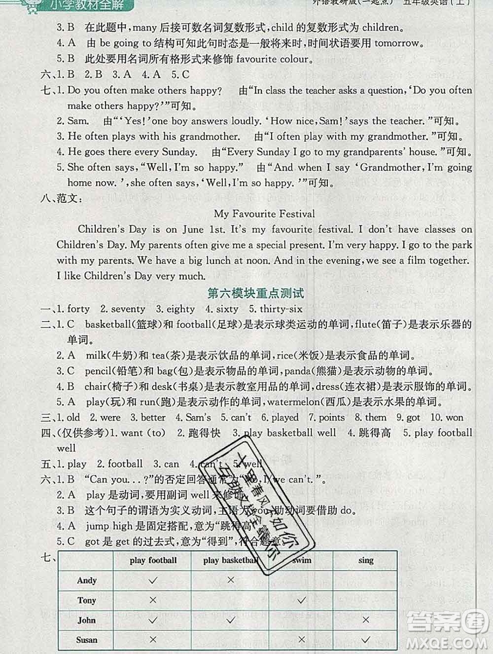 陜西人民教育出版社2019秋小學(xué)教材全解五年級(jí)英語上冊(cè)外研版一起答案