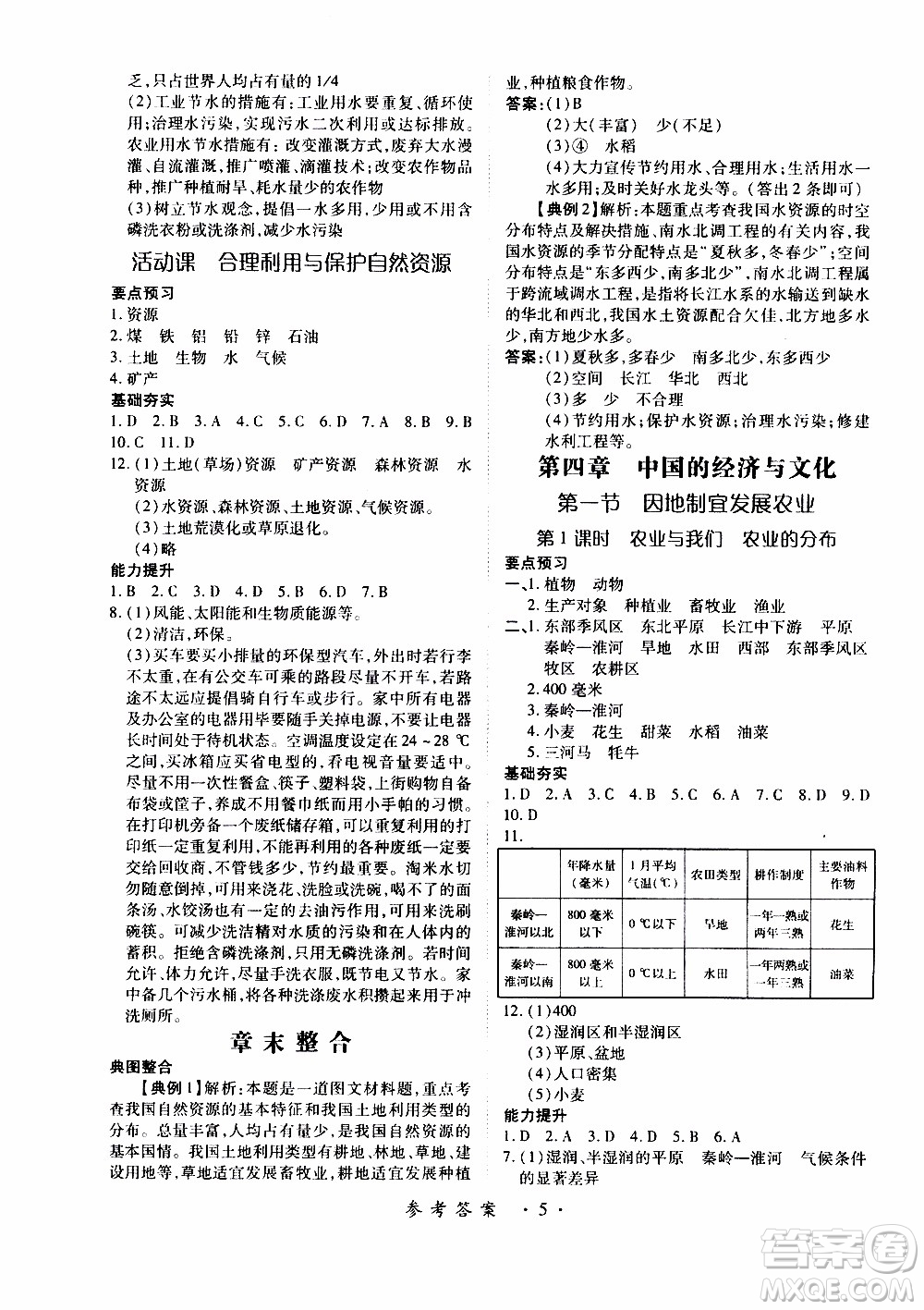 領(lǐng)航新課標(biāo)2019年一課一練創(chuàng)新練習(xí)八年級(jí)上冊(cè)地理商務(wù)星球版參考答案