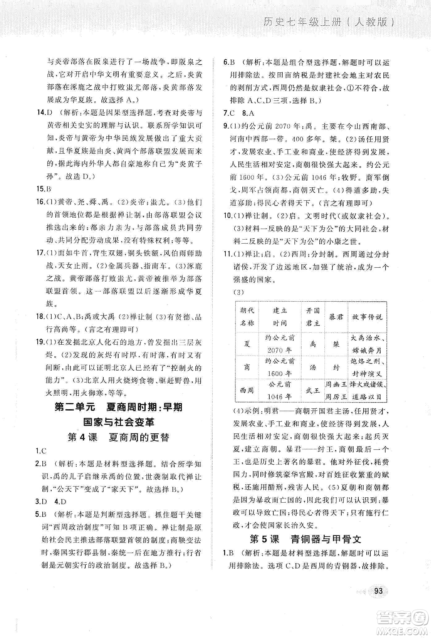 河北教育出版社2019步步升全優(yōu)作業(yè)本歷史七年級上冊人教版答案