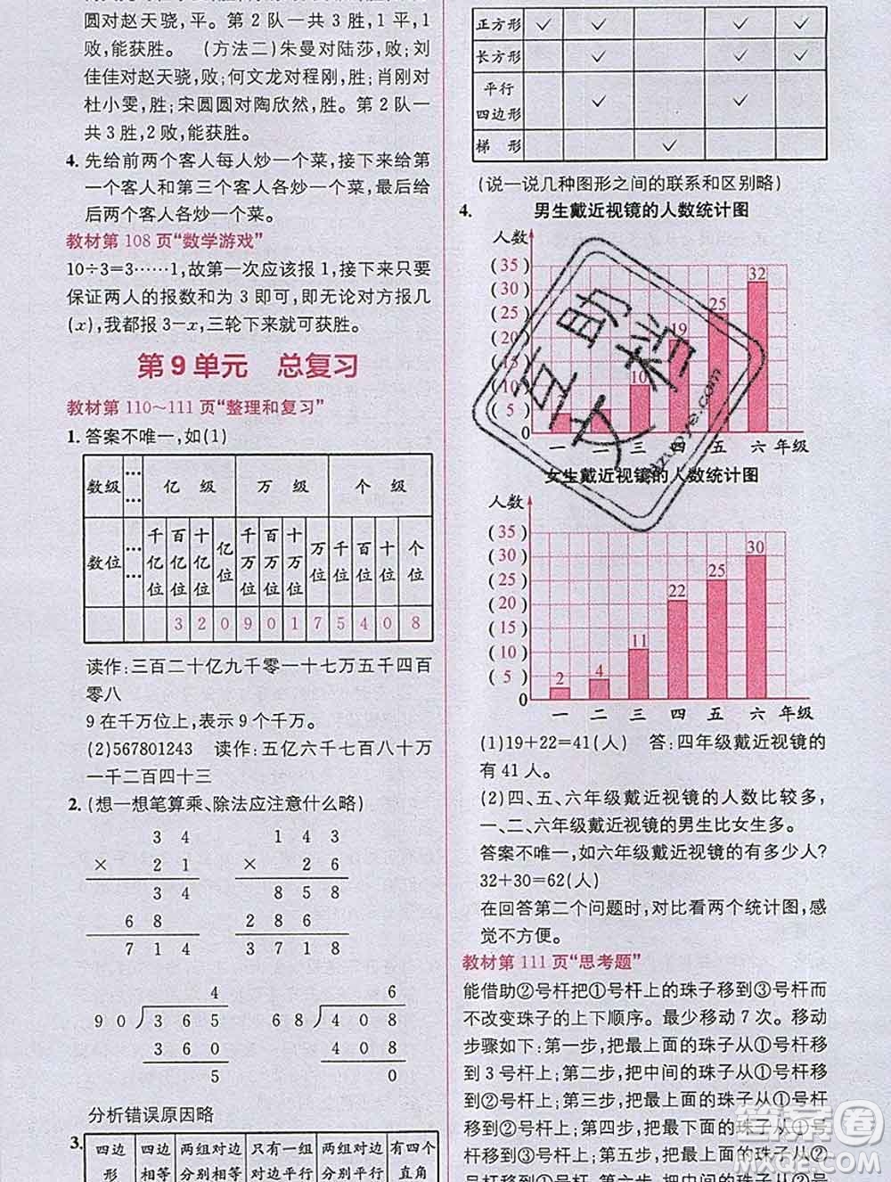 新疆青少年出版社2019秋人教版教材全解1加1四年級數(shù)學(xué)上冊答案