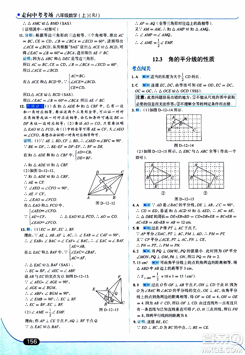 金星教育2019年走向中考考場八年級上數(shù)學(xué)RJ人教版參考答案