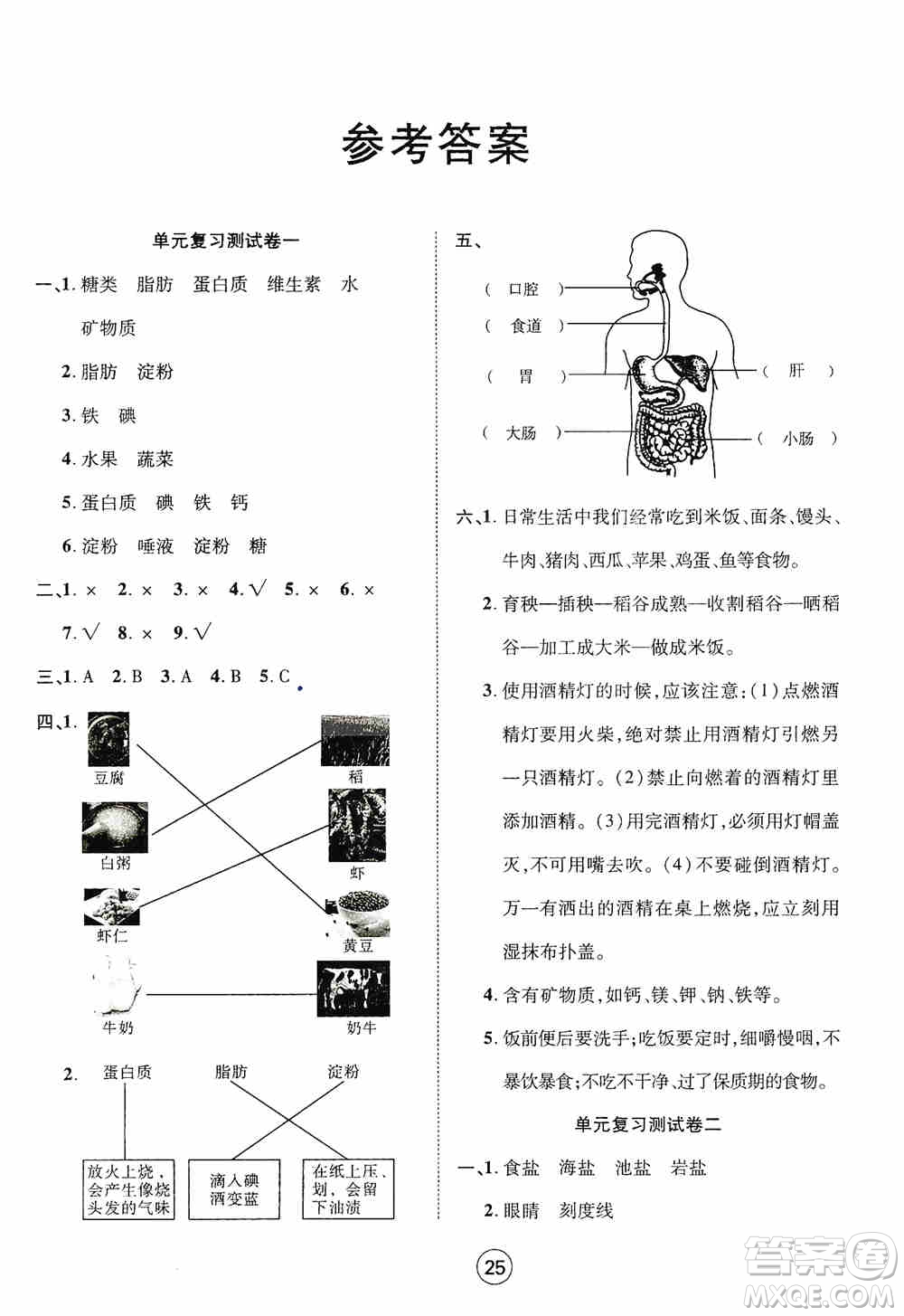 湖北教育出版社2019全優(yōu)標準卷三年級科學(xué)上冊答案