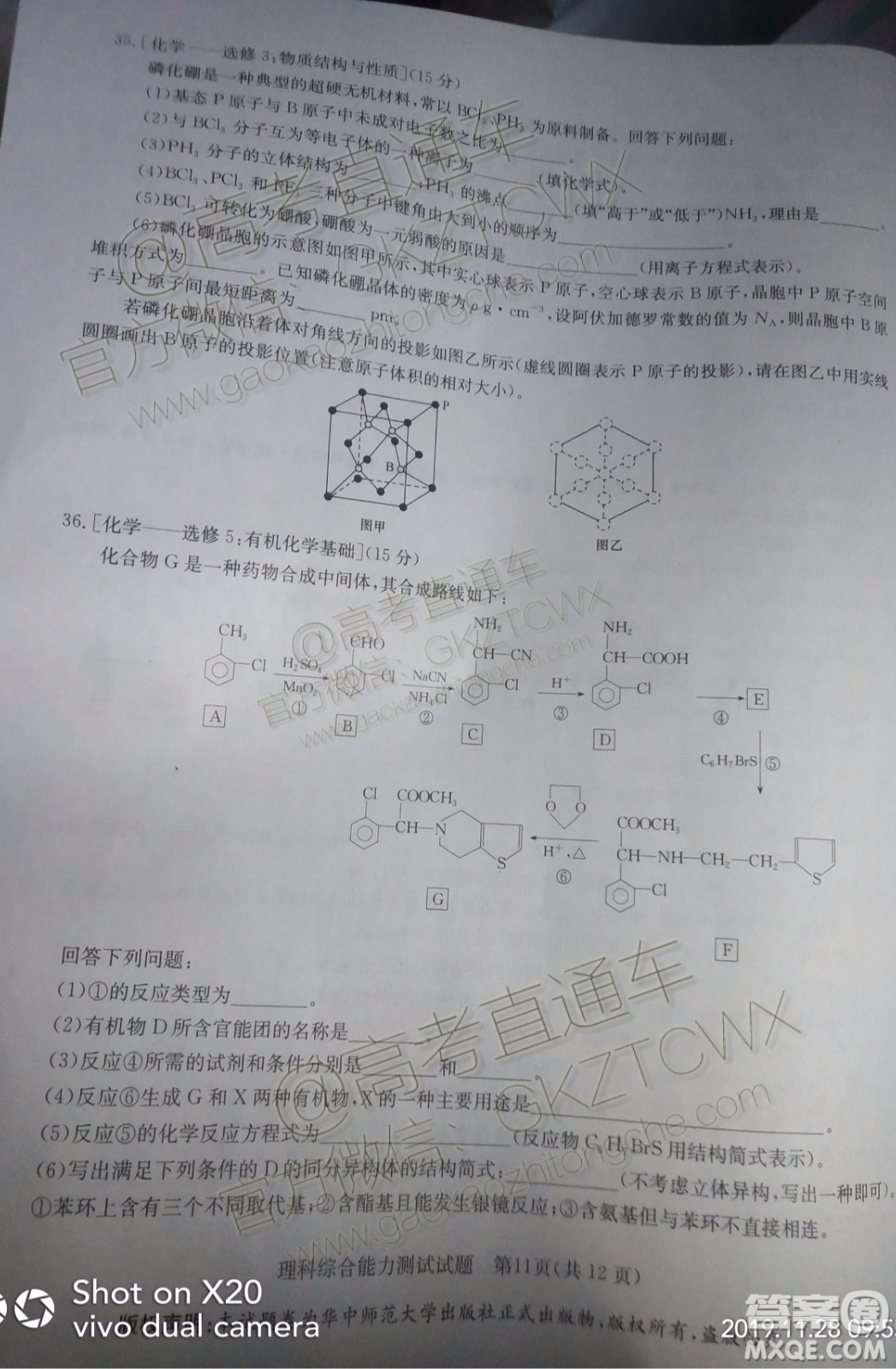 華大新高考聯(lián)盟2020屆高三11月教學(xué)質(zhì)量測評理科綜合試題及答案